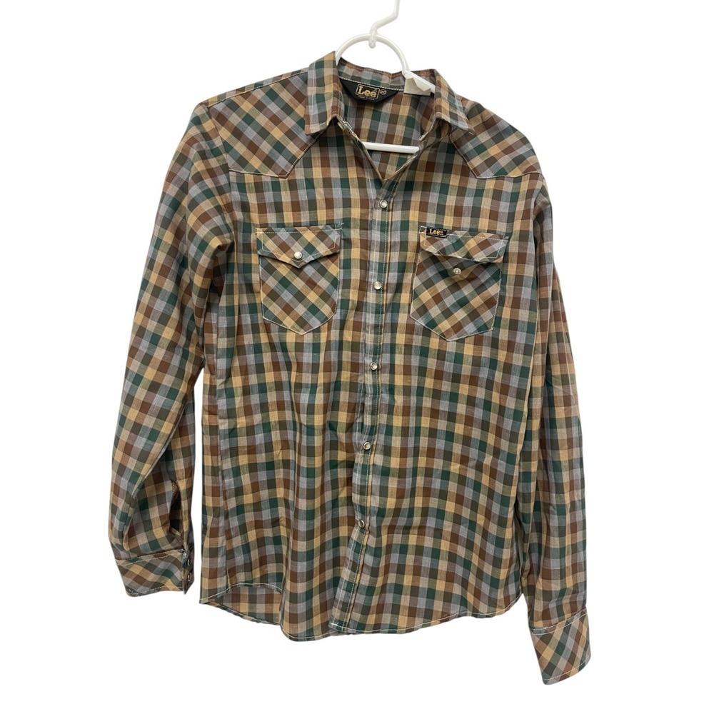 Lee Button Up Shirt Mens Size 20 Vintage Plaid Western‎ Regular Fit Long Sleeve